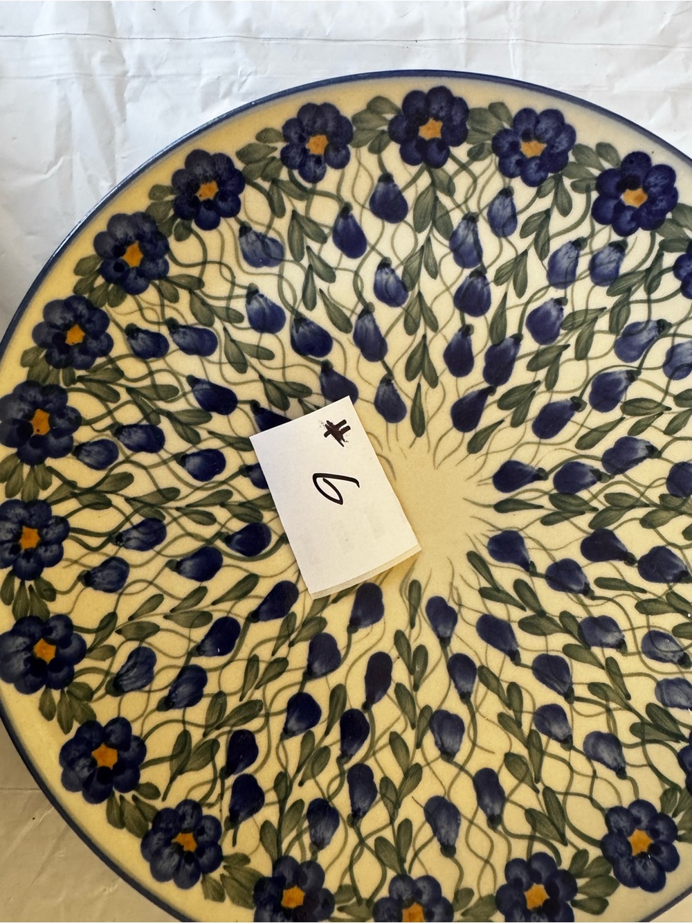Unilateral W L Polish Pottery Plate Hand Painted Blue Green - Picture 5 of 5